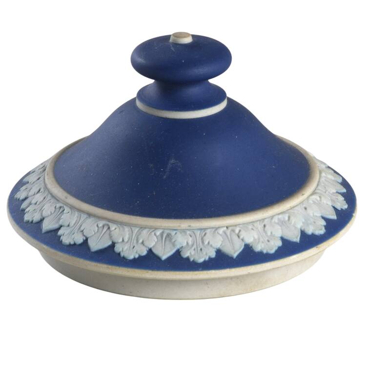 Cream Color on Portland Blue Jasperware Lid for Sugar Bowl