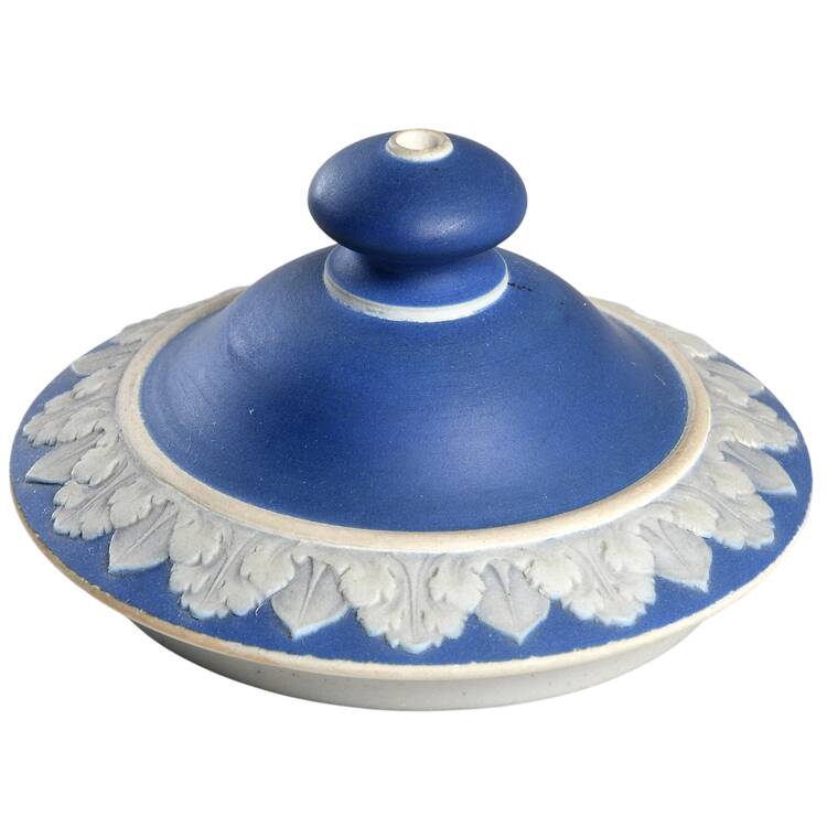 Cream Color on Portland Blue Jasperware Lid for Individual Teapot