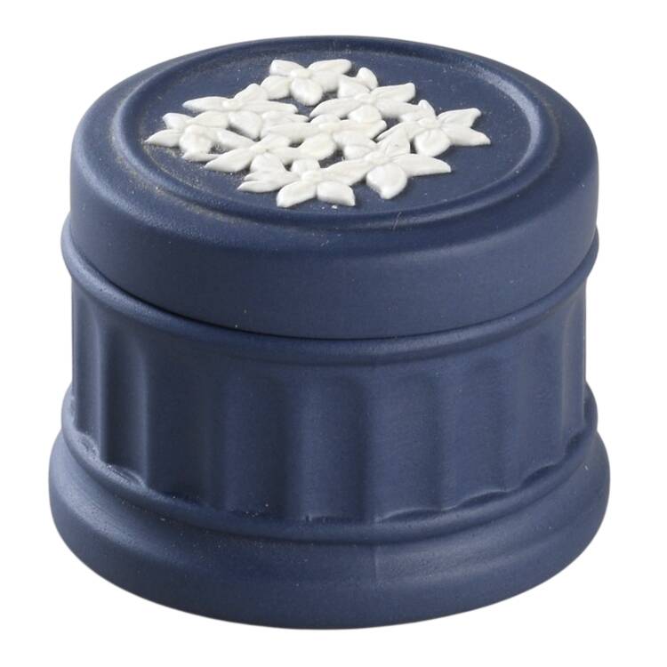 Cream Color on Portland Blue Jasperware Miniature Round Box