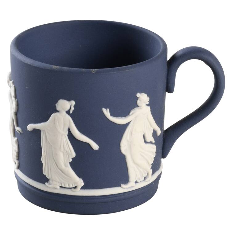 Cream Color on Portland Blue Jasperware Flat Demitasse Cup