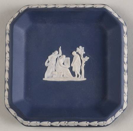 Cream Color on Portland Blue Jasperware Square Tray