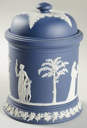 Cream Color on Portland Blue Jasperware Humidor & Lid