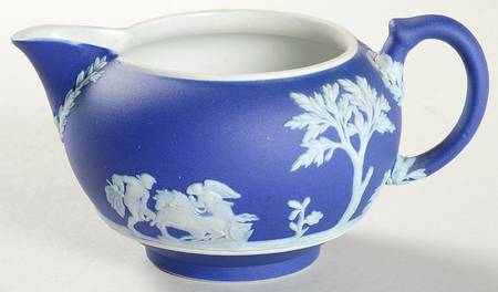 Cream Color on Portland Blue Jasperware 146 Shape Creamer