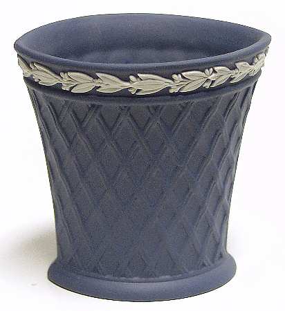 Cream Color on Portland Blue Jasperware 3" Bud Vase