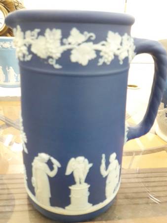 Cream Color on Portland Blue Jasperware Large Trojan Jug