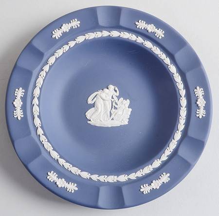 Cream Color on Portland Blue Jasperware Executive Ashtray