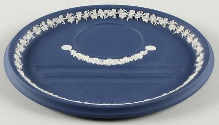 Cream Color on Portland Blue Jasperware Underplate for Ink Pot