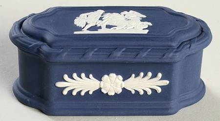 Cream Color on Portland Blue Jasperware Pomona Shape Box