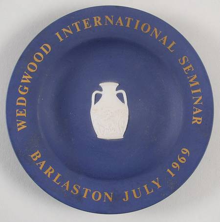 Cream Color on Portland Blue Jasperware 4" Round Tray