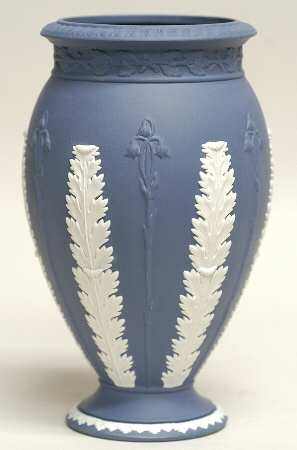 Cream Color on Portland Blue Jasperware Acanthus Vase