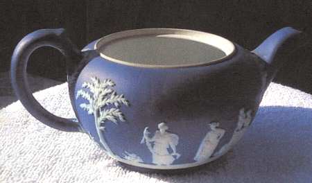 Cream Color on Portland Blue Jasperware Teapot No Lid