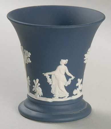 Cream Color on Portland Blue Jasperware Posey Pot