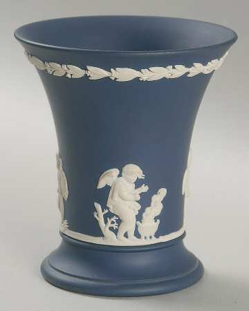 Cream Color on Portland Blue Jasperware Season Posey Pot