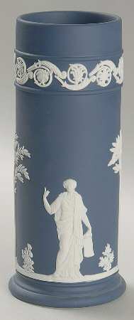 Cream Color on Portland Blue Jasperware Spill Vase