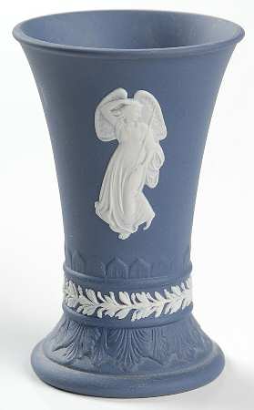 Cream Color on Portland Blue Jasperware 3" Bud Vase