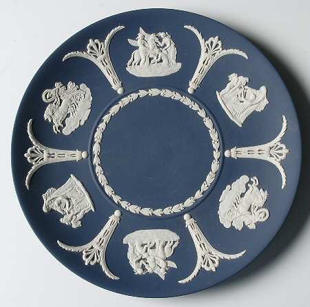 Cream Color on Portland Blue Jasperware Collector Plate