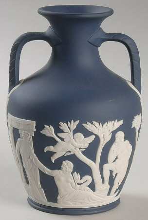 Cream Color on Portland Blue Jasperware Two Handled Portland Vase