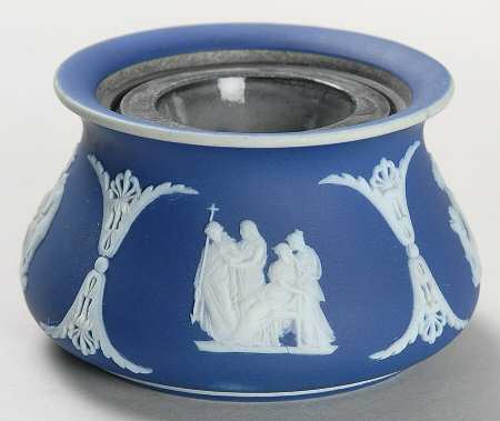 Cream Color on Portland Blue Jasperware Ink Well No Lid