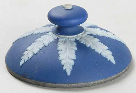 Cream Color on Portland Blue Jasperware Lid for Ink Well