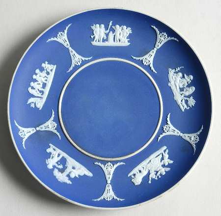 Cream Color on Portland Blue Jasperware Underplate for Ink Well