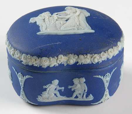Cream Color on Portland Blue Jasperware Bean Box & Lid