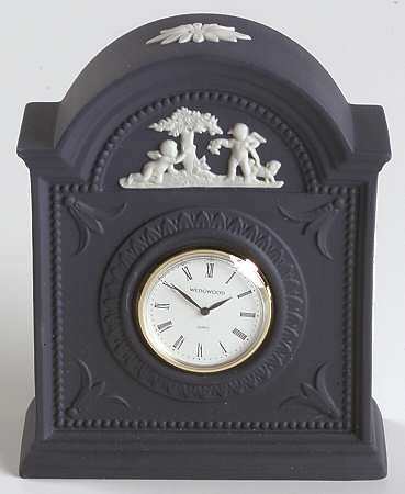 Cream Color on Portland Blue Jasperware Large Desk Clock