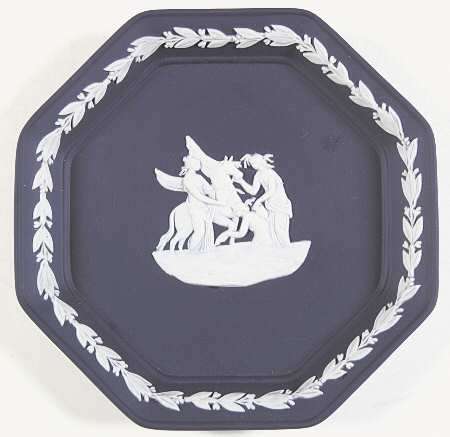 Cream Color on Portland Blue Jasperware Octagonal Tray