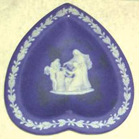 Cream Color on Portland Blue Jasperware Small Heart Shape Ashtray