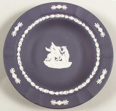Cream Color on Portland Blue Jasperware Executive Ashtray