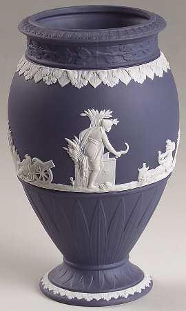 Cream Color on Portland Blue Jasperware Bountiful Vase