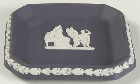 Cream Color on Portland Blue Jasperware 4" Square Tray by Wedgwood