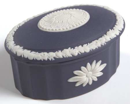 Cream Color on Portland Blue Jasperware Camilla Box with Lid