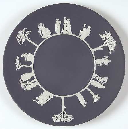 Cream Color on Portland Blue Jasperware Cake Plate