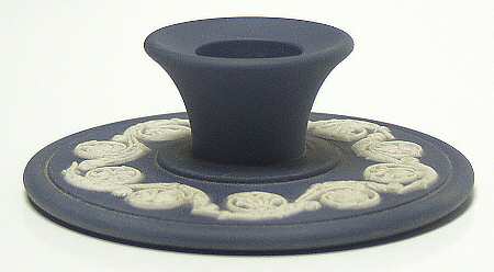 Cream Color on Portland Blue Jasperware Single Banquet Candlestick