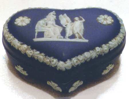 Cream Color on Portland Blue Jasperware Heart Shaped Bowl