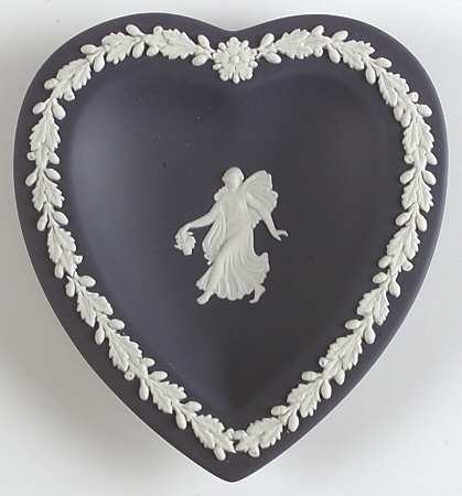 Cream Color on Portland Blue Jasperware Heart Shaped Tray