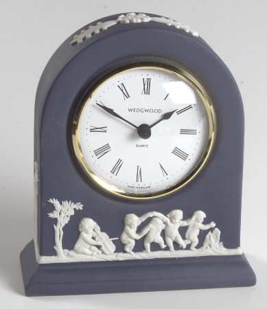 Cream Color on Portland Blue Jasperware Medium Grecian Clock
