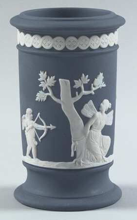 Cream Color on Portland Blue Jasperware Cylindrical Apollo Vase