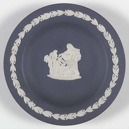 Cream Color on Portland Blue Jasperware Sweet Dish Round