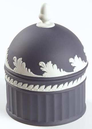 Cream Color on Portland Blue Jasperware Box-Acorn