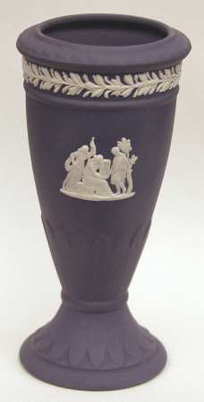 Cream Color on Portland Blue Jasperware Sacrifice Posey Pot