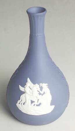 Cream Color on Portland Blue Jasperware Seasons Bud Vase