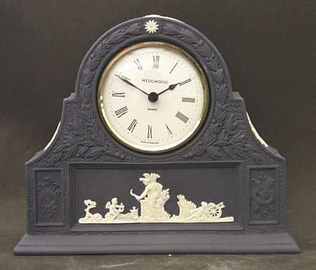 Cream Color on Portland Blue Jasperware Mantel Clock