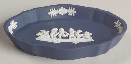 Cream Color on Portland Blue Jasperware Silver Tray