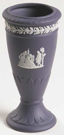 Cream Color on Portland Blue Jasperware 4" Vase