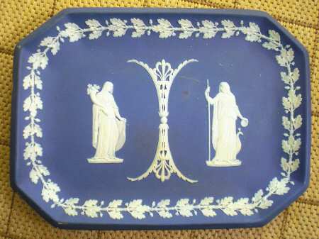Cream Color on Portland Blue Jasperware 10" Comb Tray