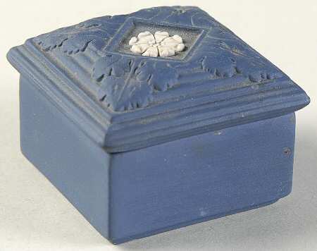 Cream Color on Portland Blue Jasperware Miniature Square Box