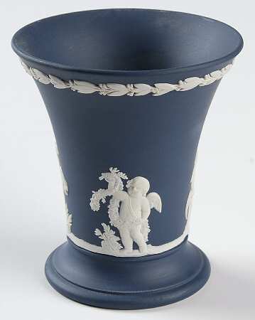 Cream Color on Portland Blue Jasperware 3" Vase