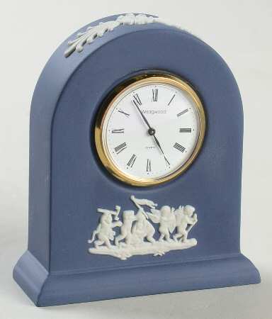 Cream Color on Portland Blue Jasperware Small Grecian Clock