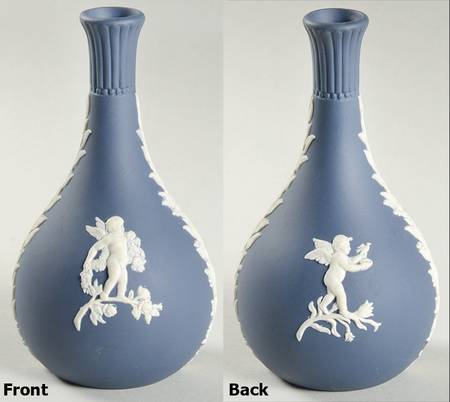 Cream Color on Portland Blue Jasperware Seasons Bud Vase